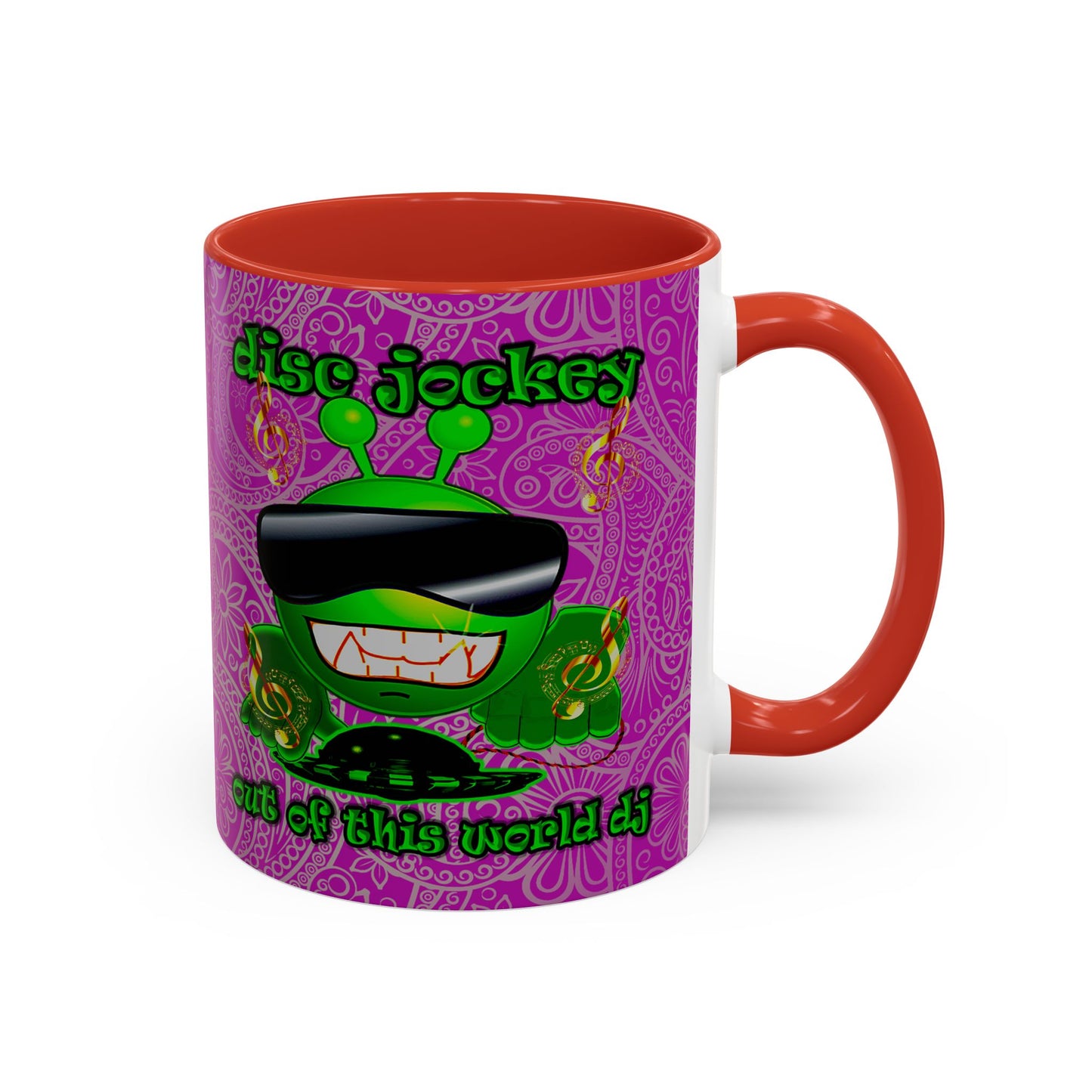 disc jockey - Accent Mug (pink swirl)