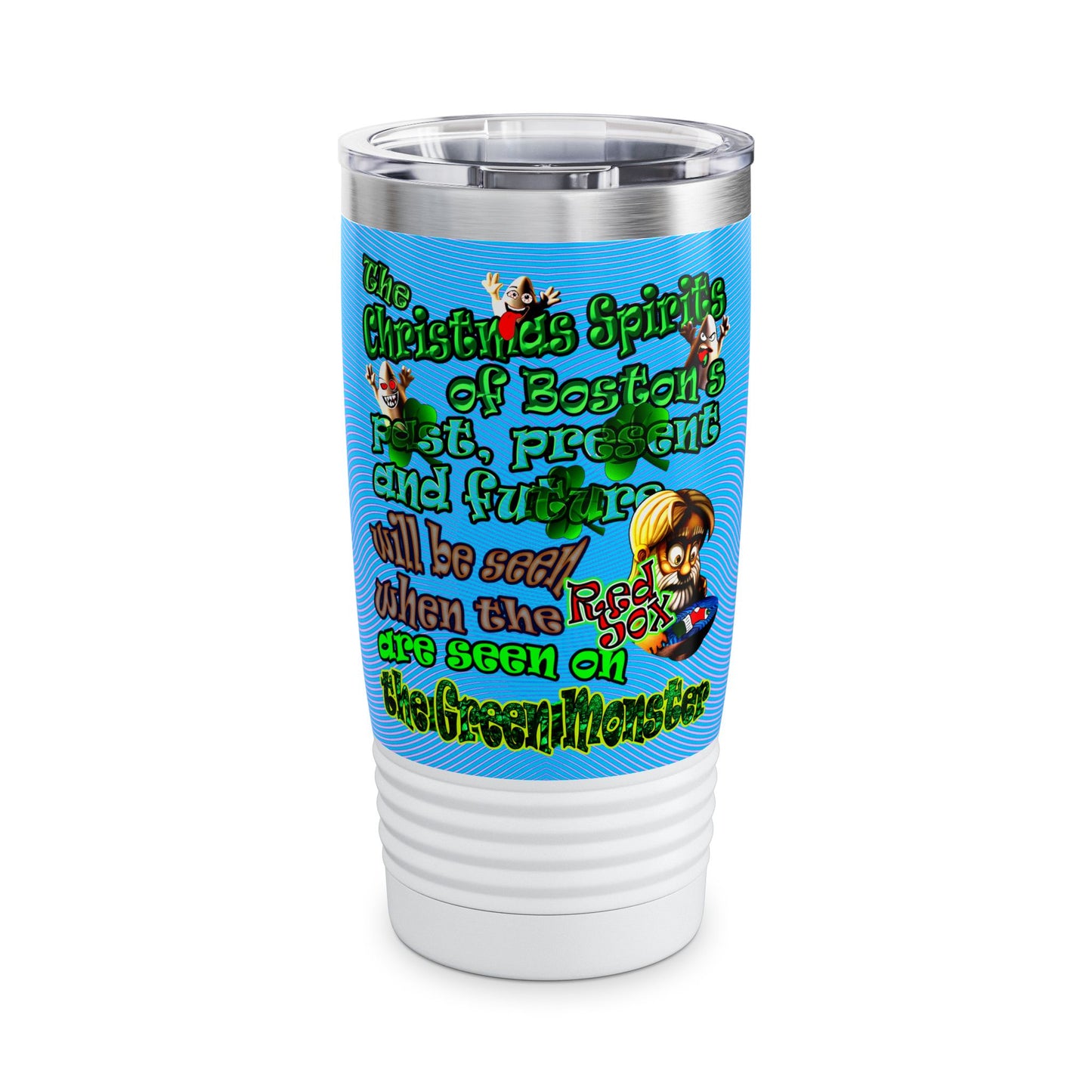 christmas spirits of boston - Ringneck Tumbler, 20oz (light blue-purple wave)