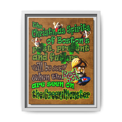 christmas spirits of boston - framed canvas art (brown papyrus)