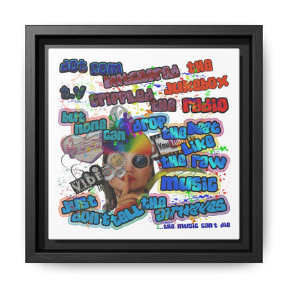 drop the beat - framed canvas art (white)