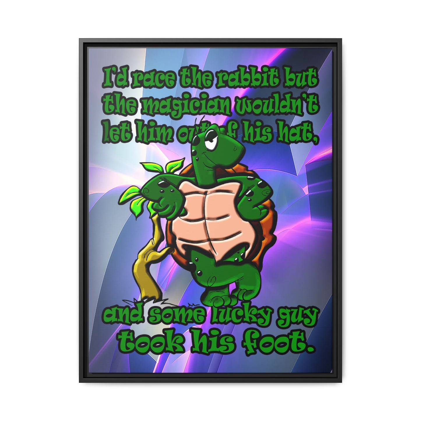 turtle race - framed canvas art (grey-pink wave)