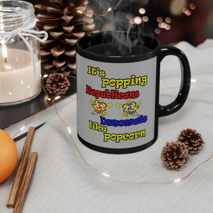 popping like popcorn - Black Mug (light grey)
