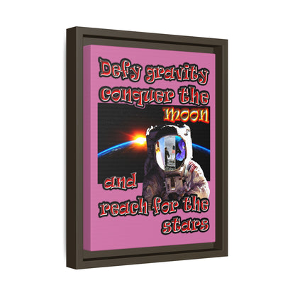 defy conquer reach - framed canvas art (light pink)