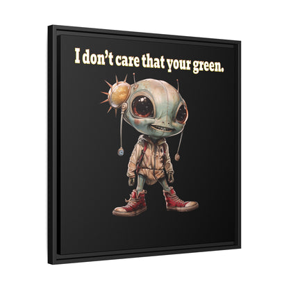 I don't care that your green - framed canvas art (black)