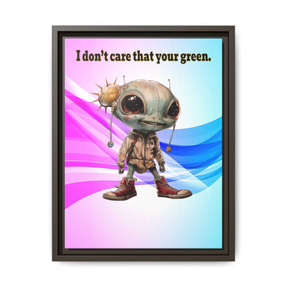 I don't care that your green - framed canvas art (light blue-pink wave)