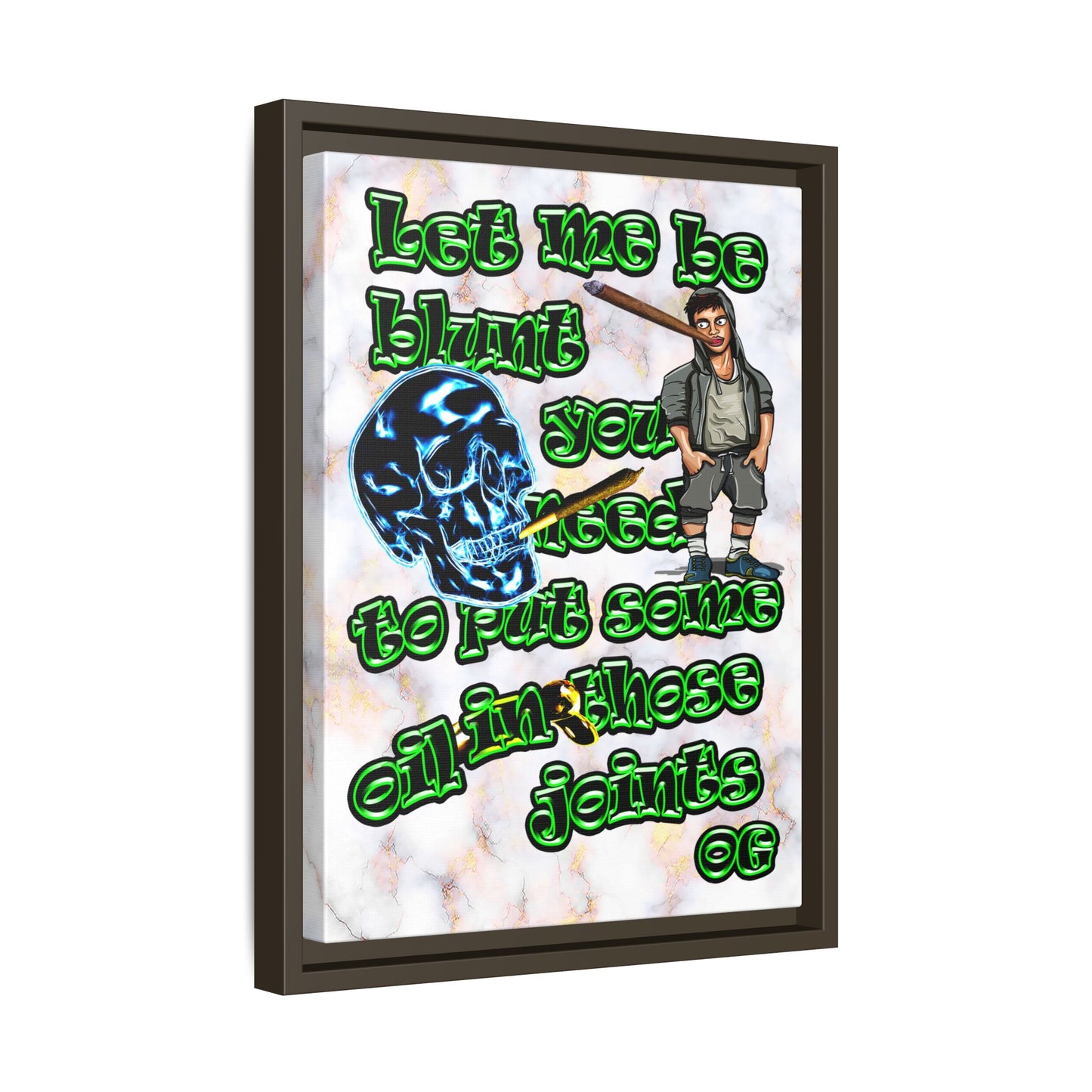 og - framed canvas art (white marble)