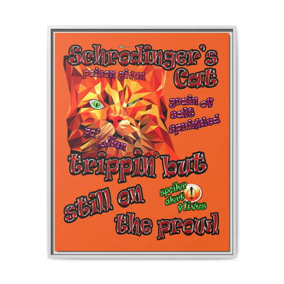 schrodinger's cat - framed canvas art (orange)