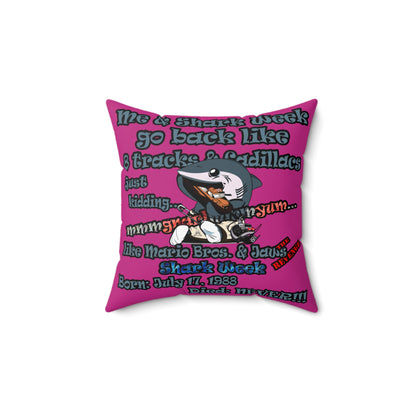shark week - Faux Suede Square Pillow - (pink)