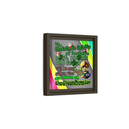 christmas spirits of boston - framed canvas art (rainbow split)