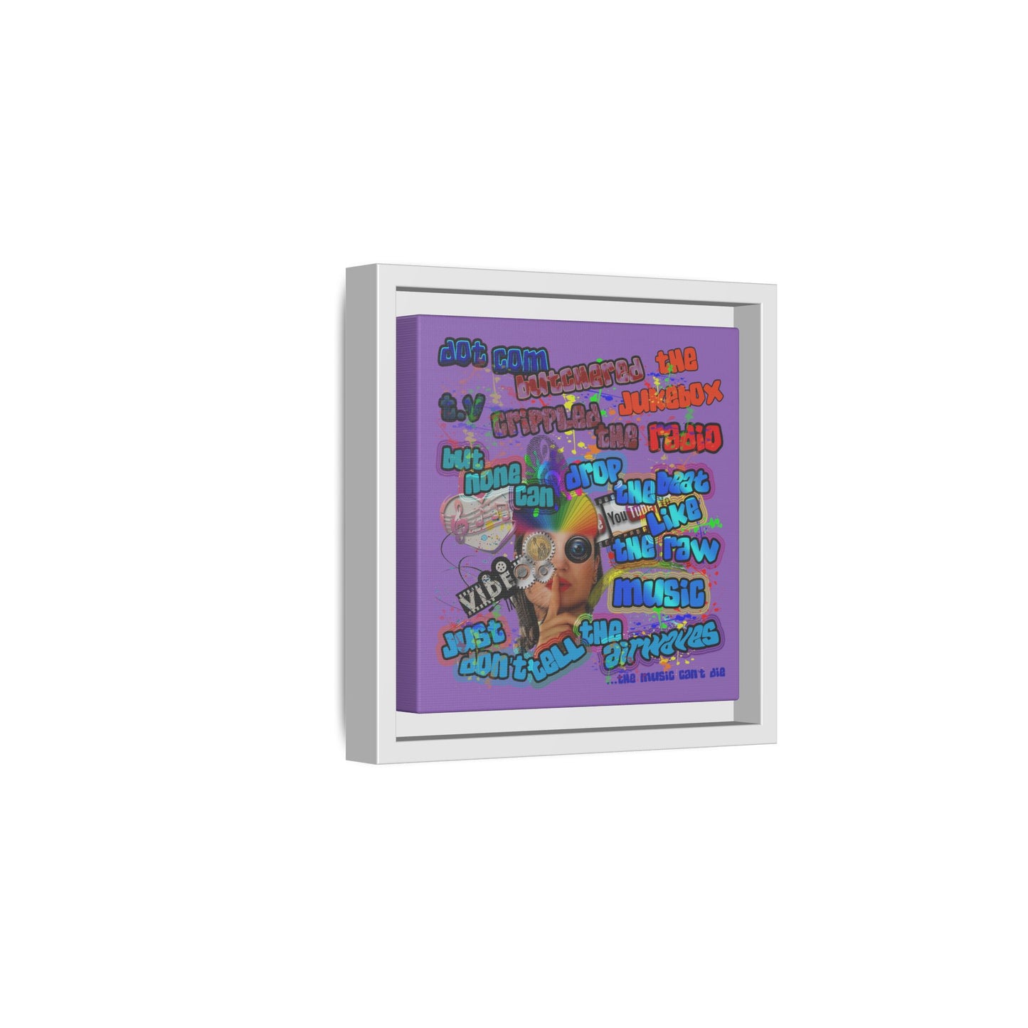 drop the beat - framed canvas art (light purple)