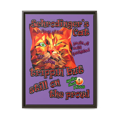 schrodinger's cat - framed canvas art (light purple)