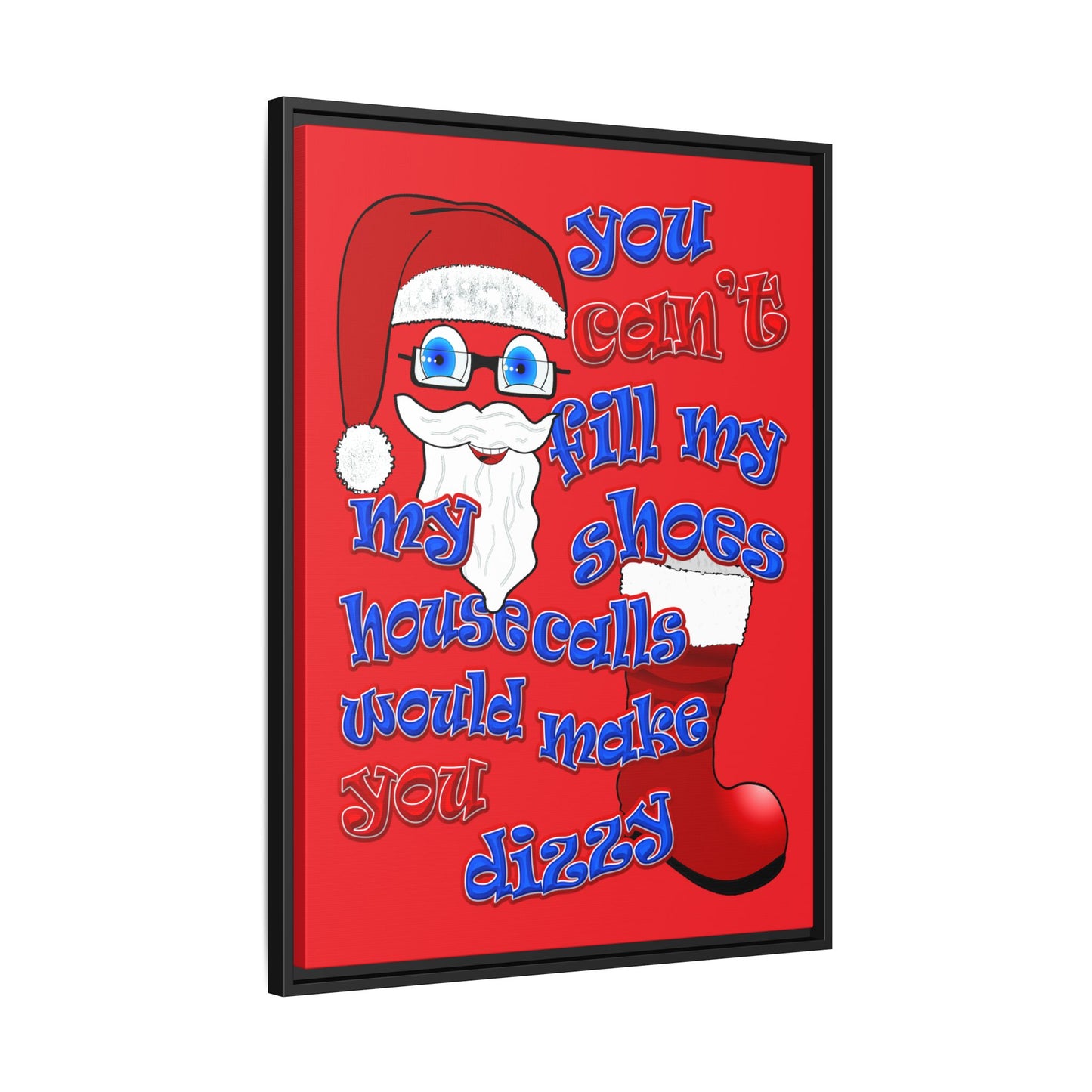 santa's shoes - framed canvas art (red)