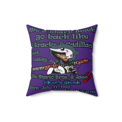 shark week - Spun Polyester Square Pillow - (purple)