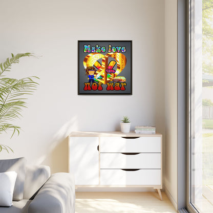 love peace - framed canvas art (grey-light grey)