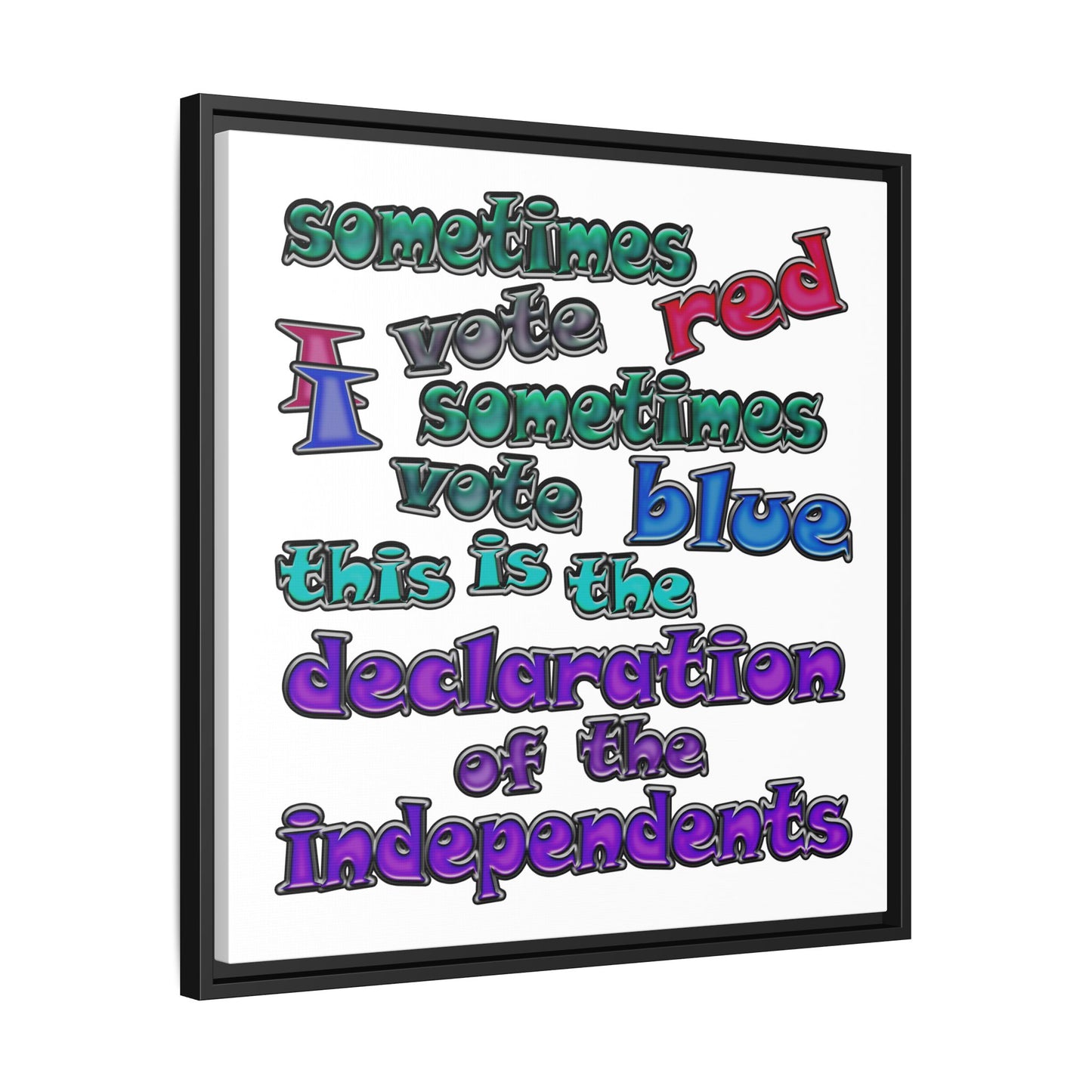 declaration of the independents - framed canvas art (white)