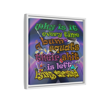 the bum's shit - framed canvas art (grey-pink wave)