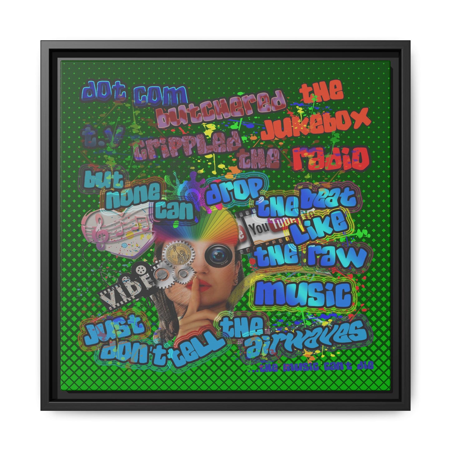 drop the beat - framed canvas art (logo green)
