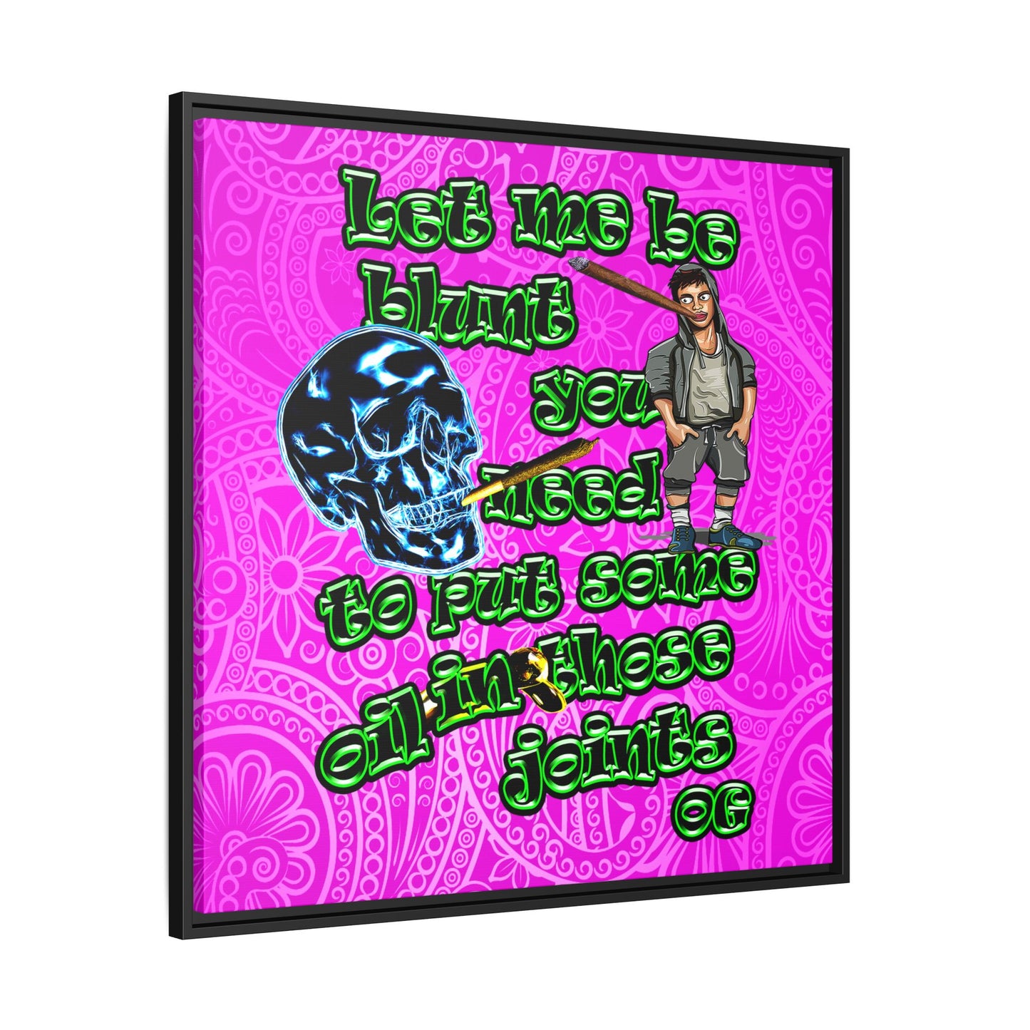 og - framed canvas art (pink swirl)