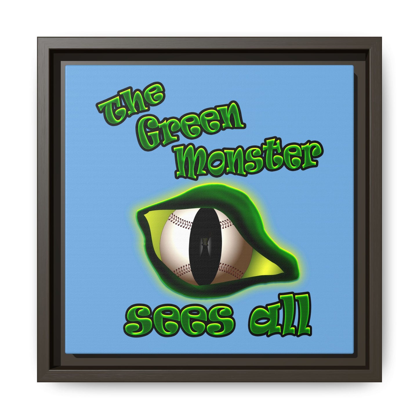 green monster - framed canvas art (light blue)