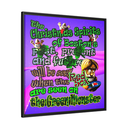 christmas spirits of boston - framed canvas art (purple-pink wave)