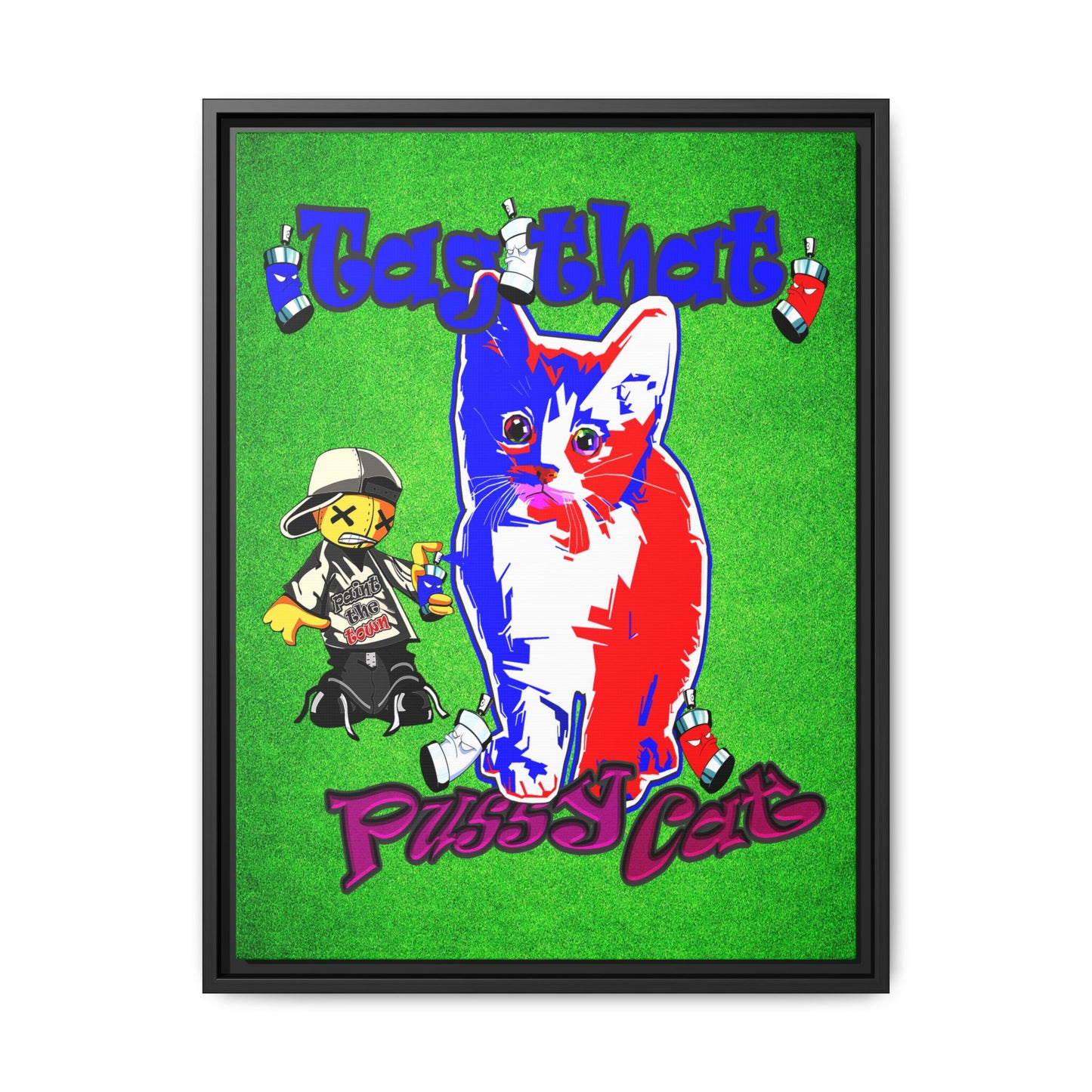 tag that - framed canvas art (green turf)