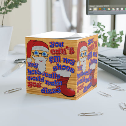 santa's shoes - note cube (butterscotch wood finish)