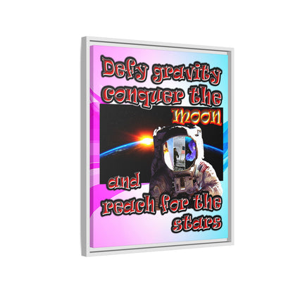 defy conquer reach - framed canvas art (light blue-pink wave)