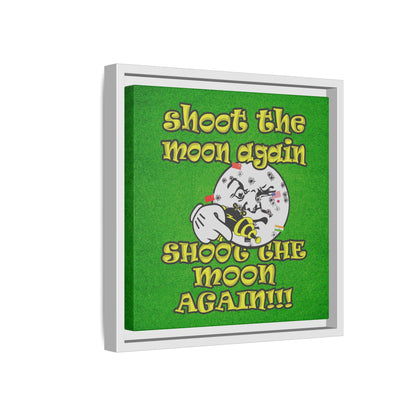 shoot the moon again - framed canvas art (green turf)