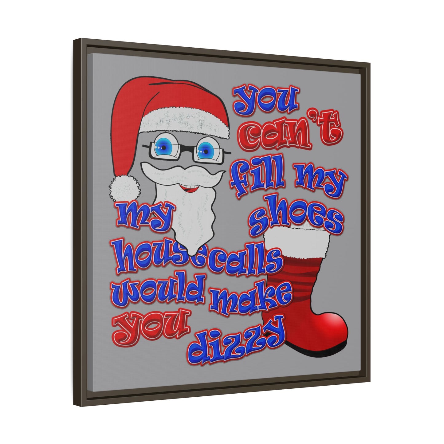 santa's shoes - framed canvas art (grey)