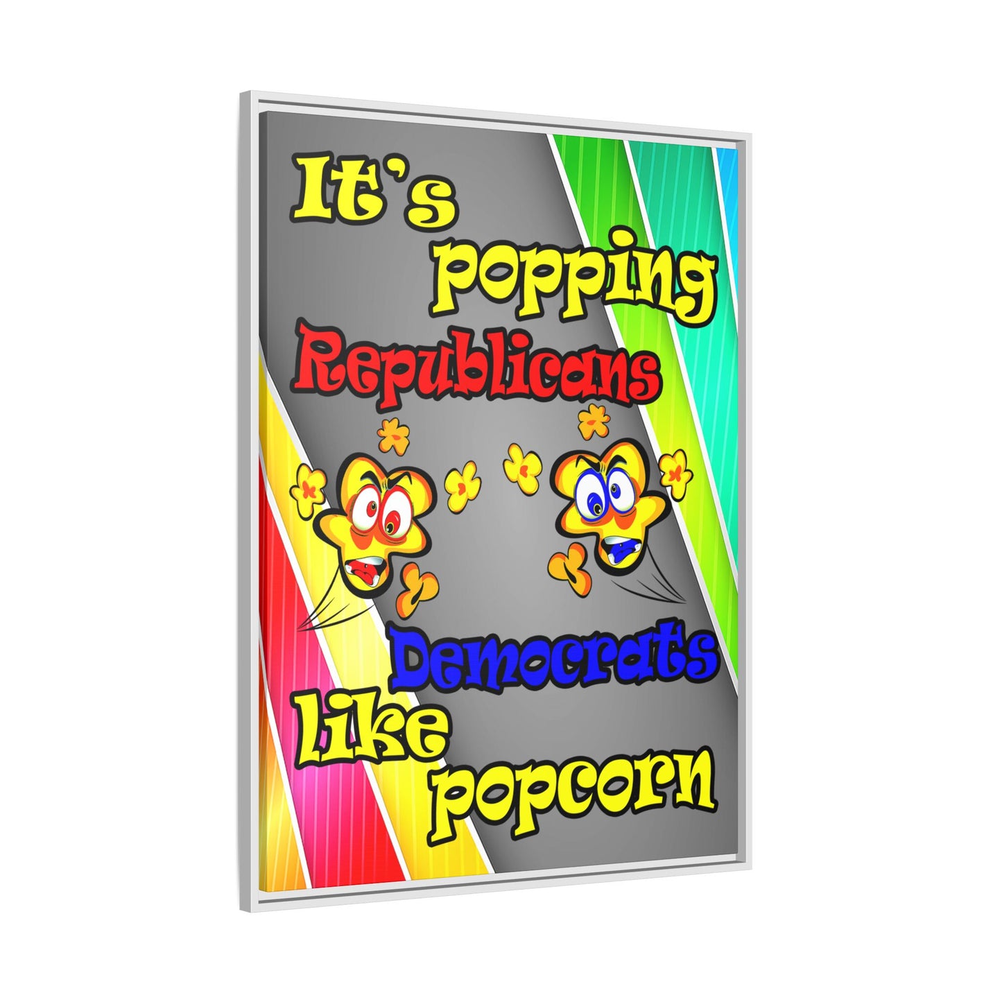 popping like popcorn - framed canvas art (rainbow split)