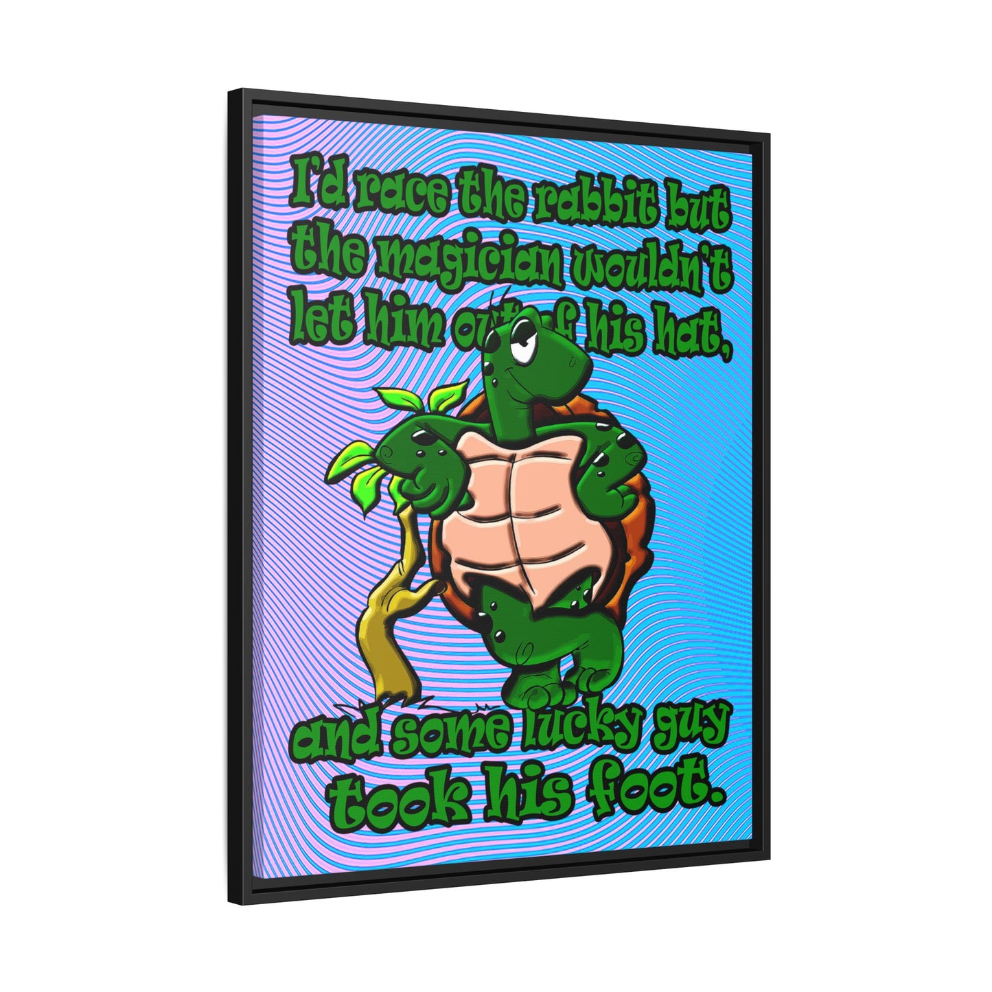 turtle race - framed canvas art (light blue-purple wave)