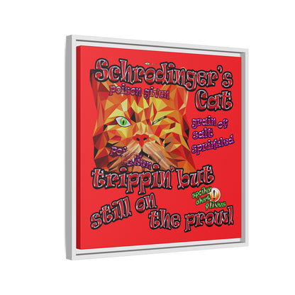schrodinger's cat - framed canvas art (red)
