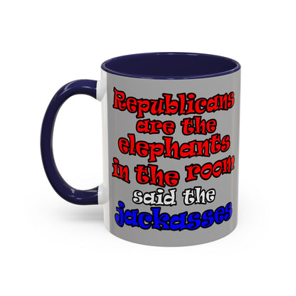 donkeys and elephants - Accent Mug (light grey)