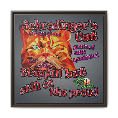 schrodinger's cat - framed canvas art (grey-light grey)