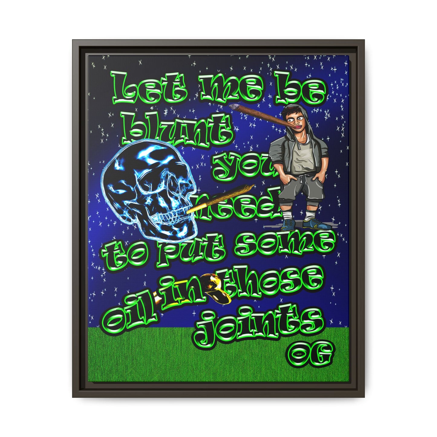 og - framed canvas art ('snoops' background)