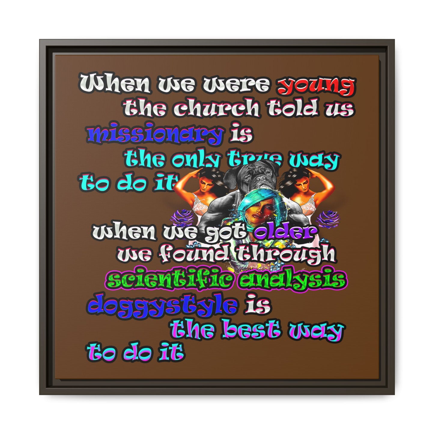 doggystyle - framed canvas art (brown)