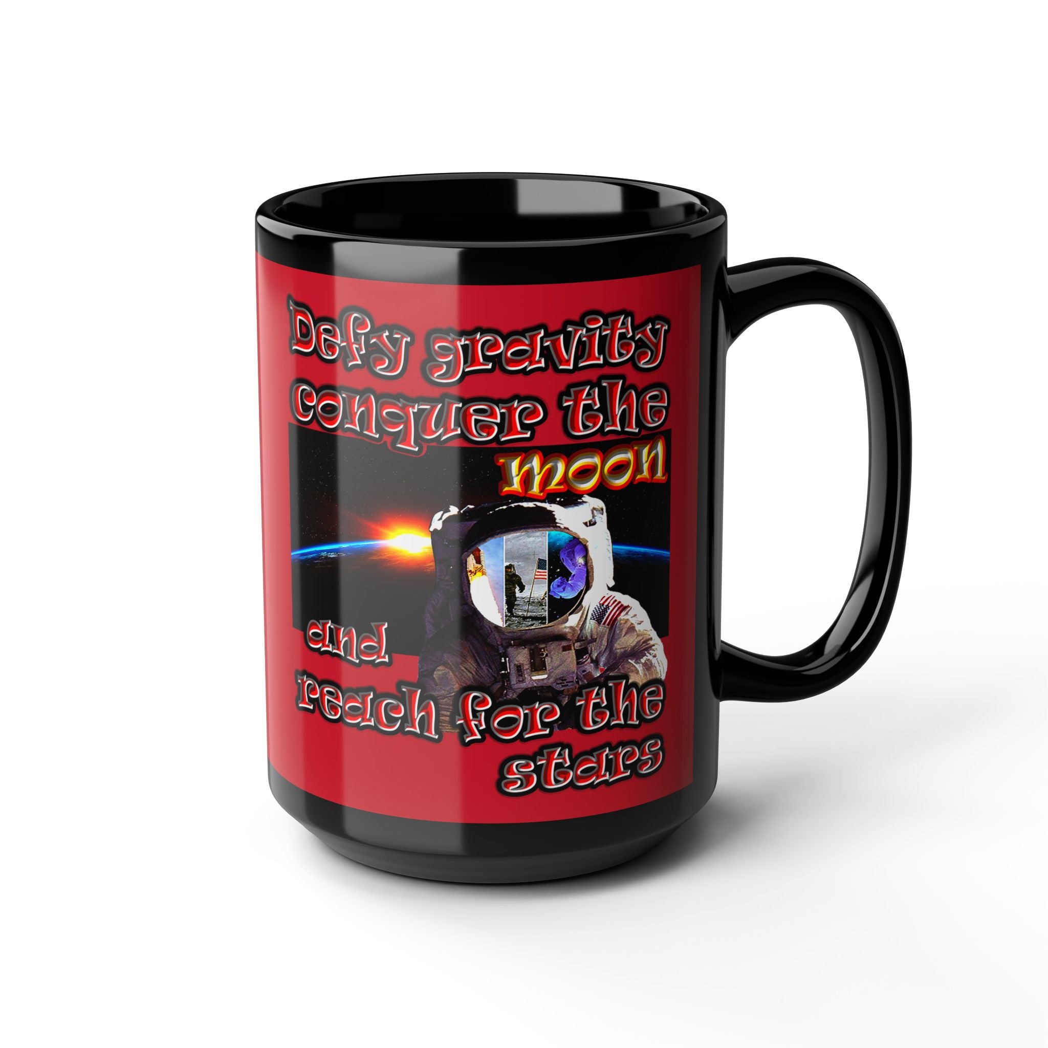 defy conquer reach - Black Mug (dark red)