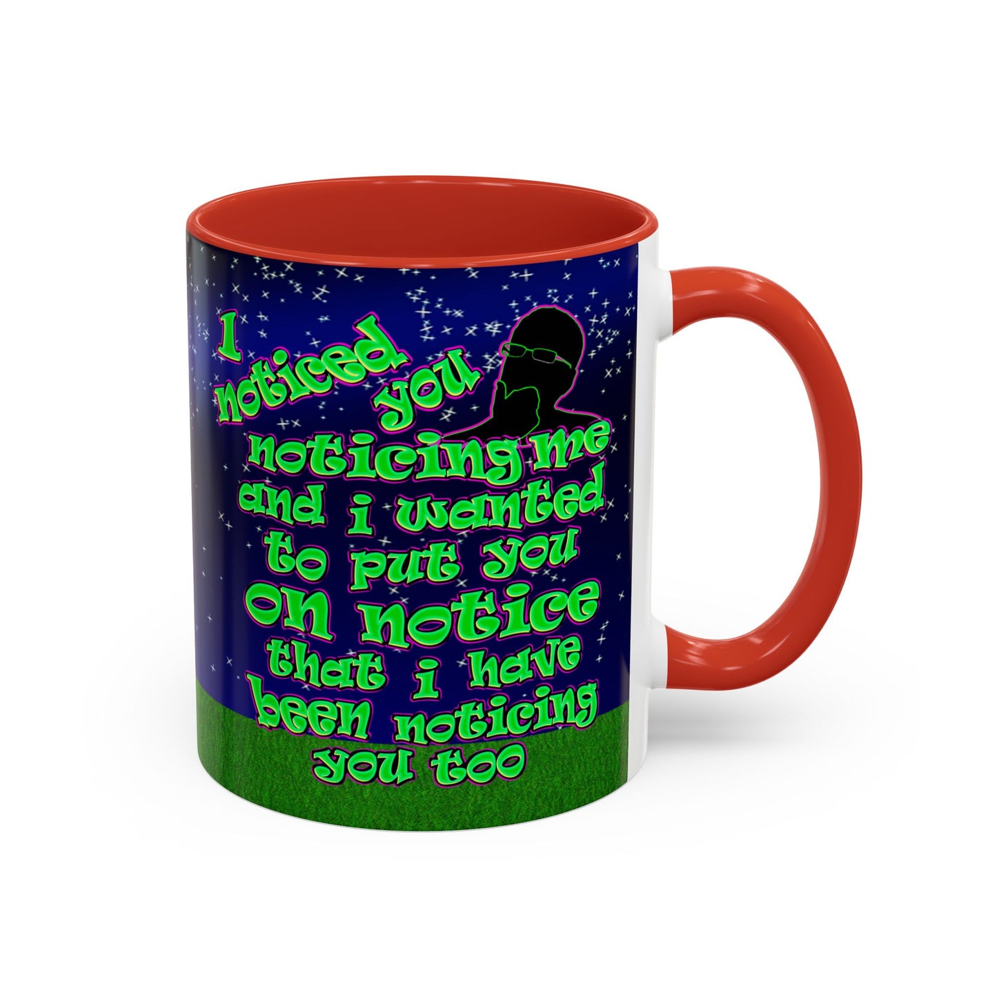 noticed you noticing - Accent Mug ('snoops' background)