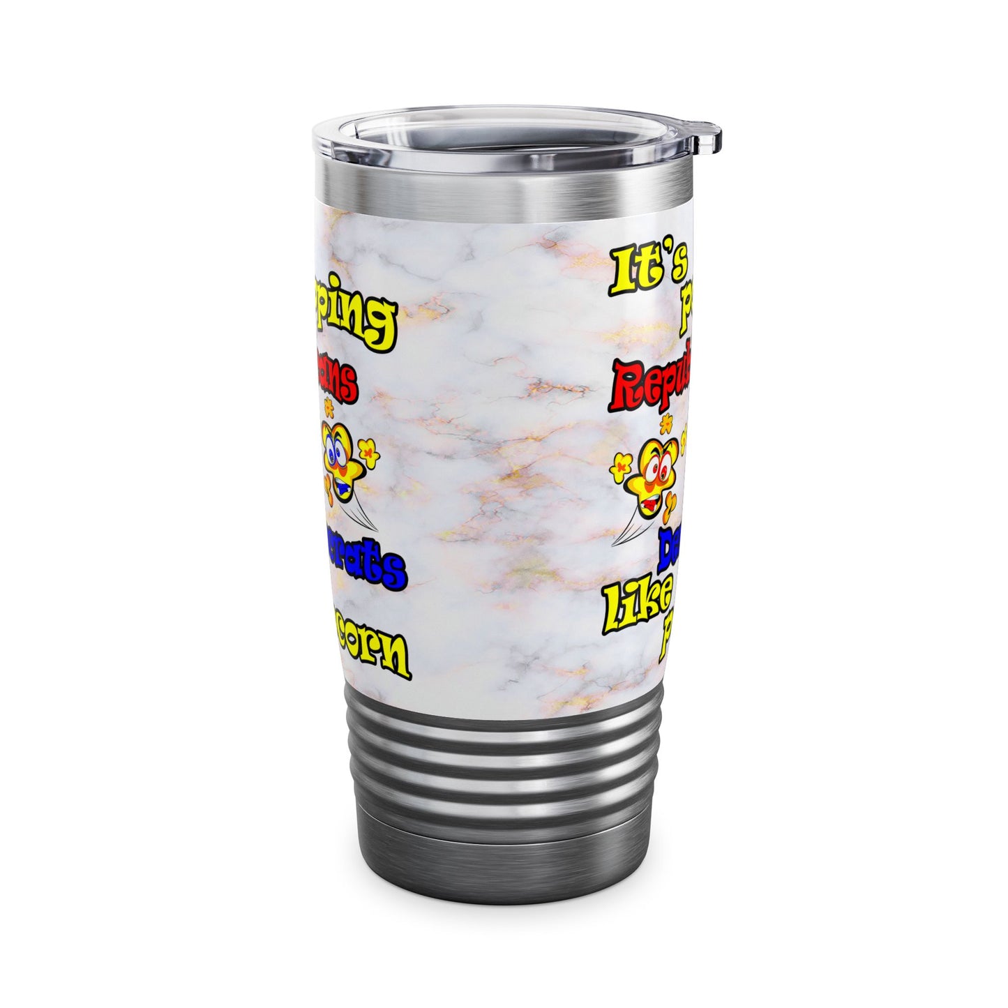 popping like popcorn - Ringneck Tumbler, 20oz (white marble)