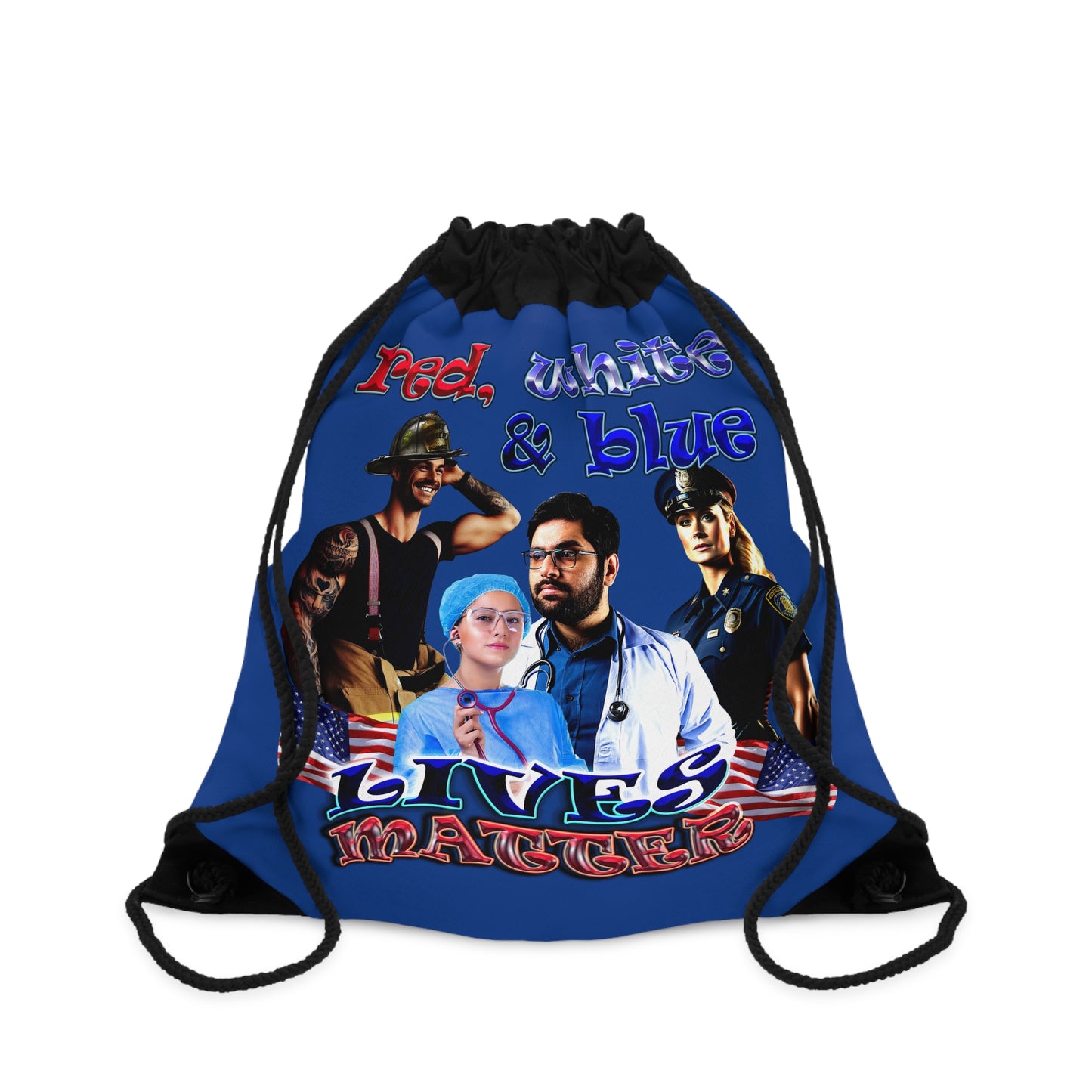rw&b lives matter - Drawstring Bag (dark blue)