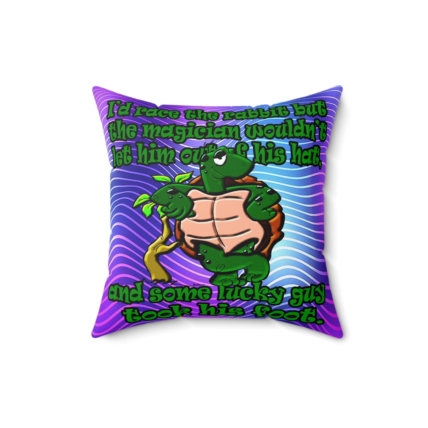 turtle race - Spun Polyester Square Pillow - (purple wave)