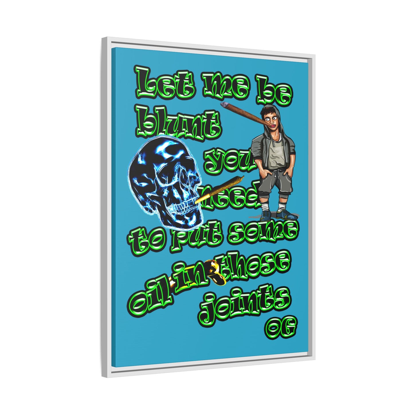 og - framed canvas art (turquoise)