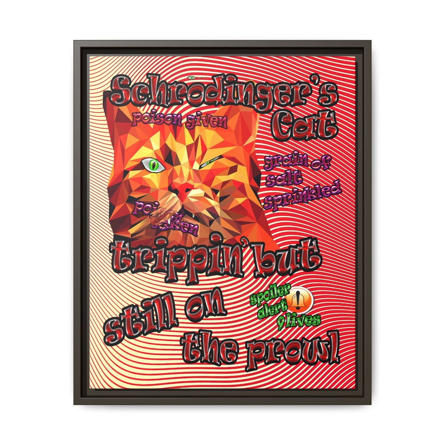 schrodinger's cat - framed canvas art (yellow-orange wave)