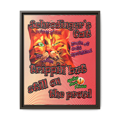 schrodinger's cat - framed canvas art (yellow-orange wave)