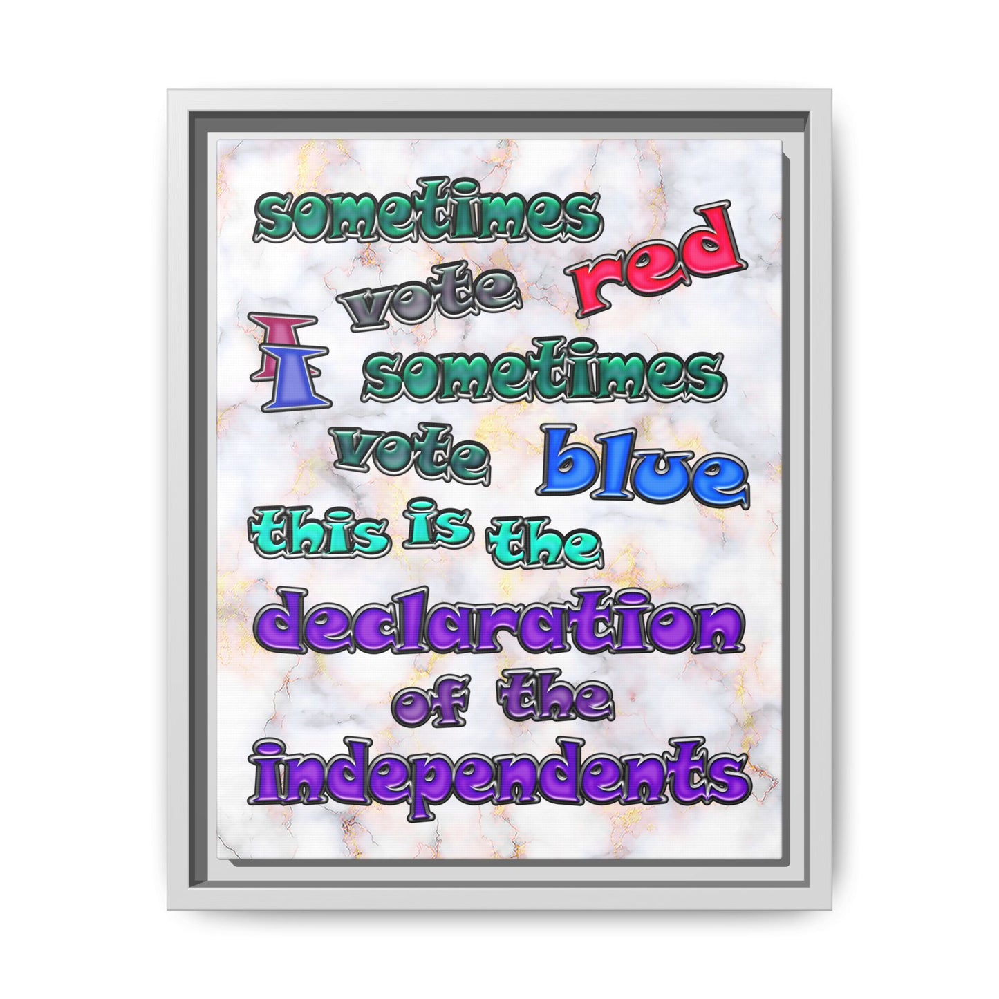 declaration of the independents - framed canvas art (white marble)