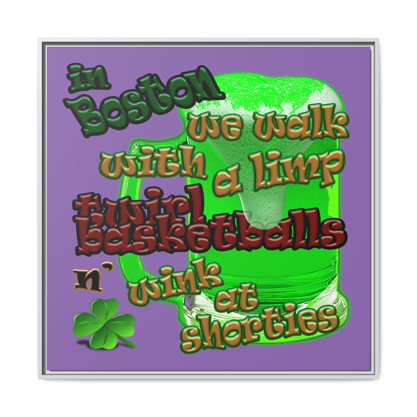 celtics logo - framed canvas art (light purple)