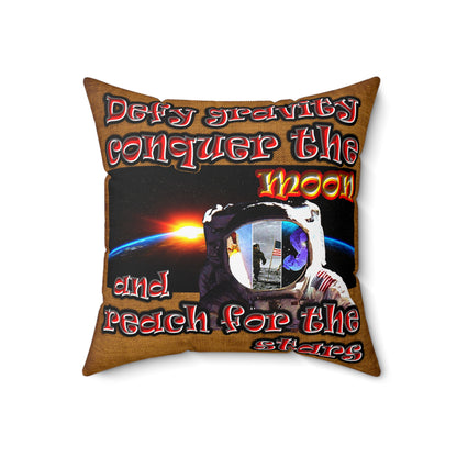defy conquer reach - Spun Polyester Square Pillow - (dichromatic brown papyrus)