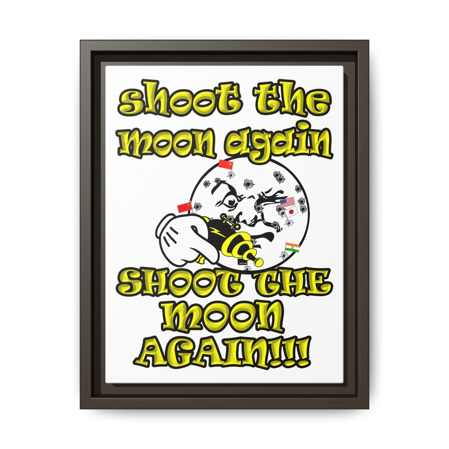 shoot the moon again - framed canvas art (white)