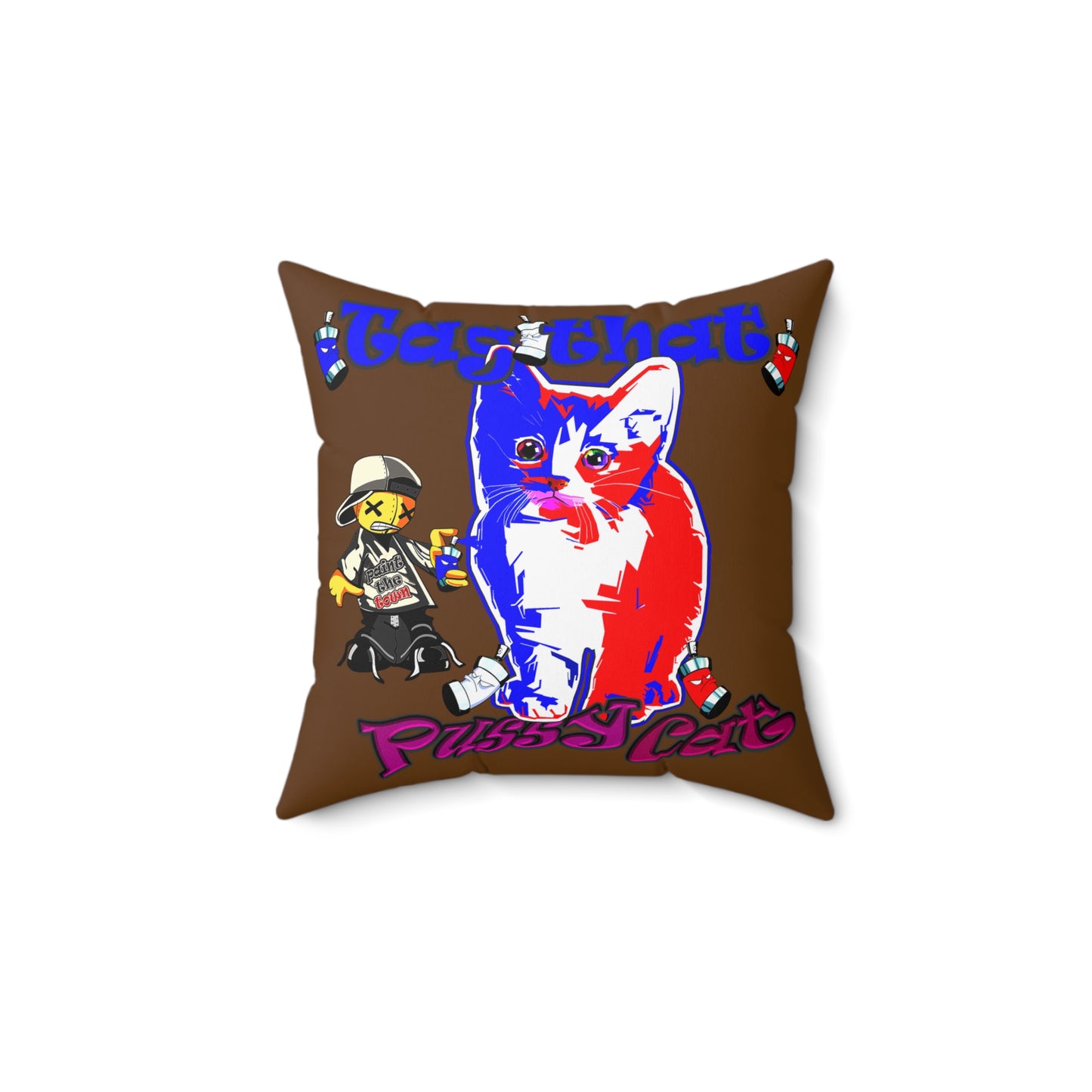 tag that - Spun Polyester Square Pillow - (brown)
