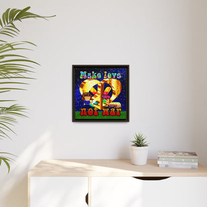 love peace - framed canvas art ('snoops' background)